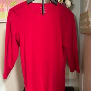 NWOT Christopher & Banks Vibrant Red Long Sleeve Top 3/4 Sleeves #053